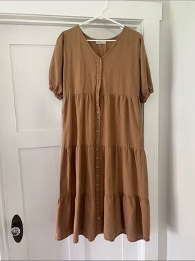 Little Cottonwood Button-Front Midi Dress in Brown